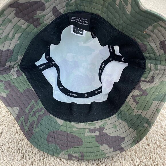 Gramicci Bucket Hat Running Man Olive Camouflage S/M Outdoor Adventure Cap NWT - Picture 6 of 8